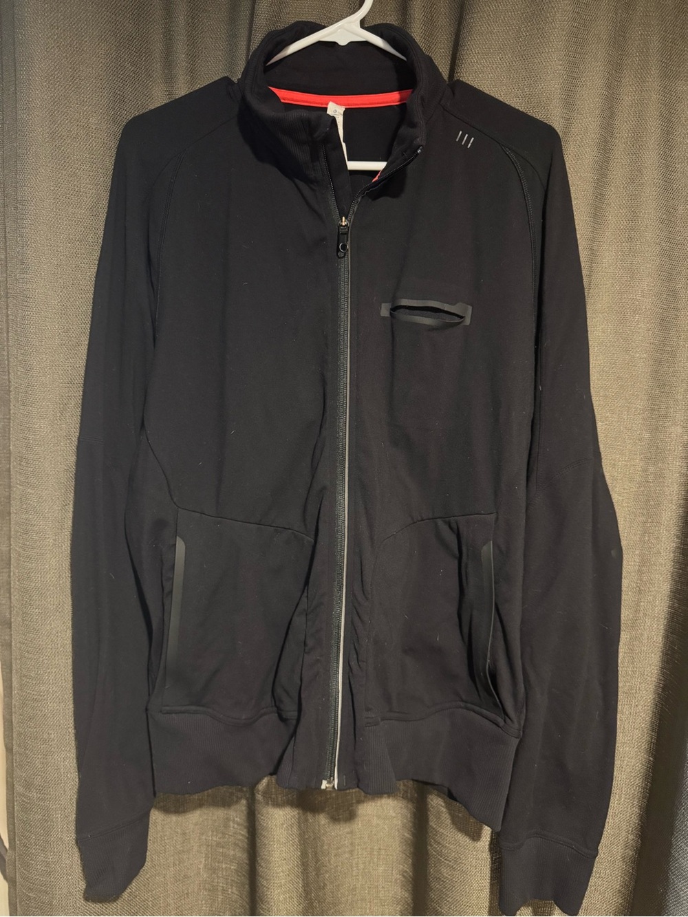 lululemon athletica Black Lightweight Full-Zip Jacket with Red Trim